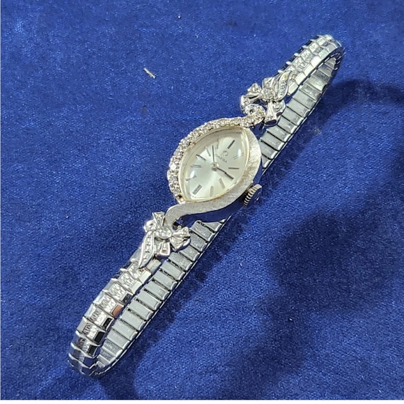 Rare Omega 483 Solid 14k White Gold Diamond Case 17J Manualwind Cocktail Watch. - Picture 7 of 17